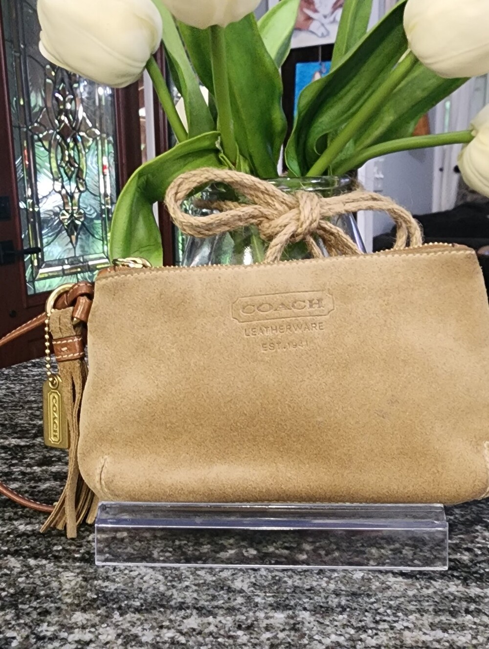 Coach Leatherware Suede Tassel Wristlet